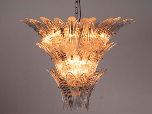 Noir Emperor 12-Light Antique Silver Chandelier with Textured Glass