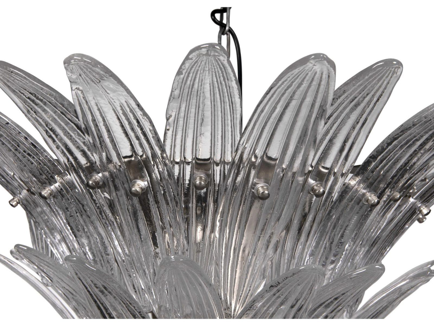 Noir Emperor 12-Light Antique Silver Chandelier with Textured Glass
