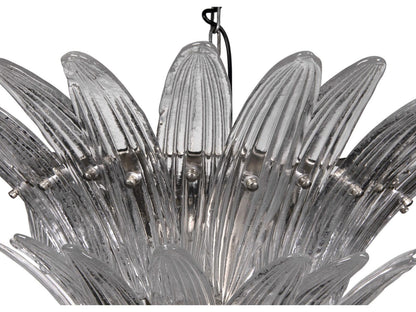 Noir Emperor 12-Light Antique Silver Chandelier with Textured Glass