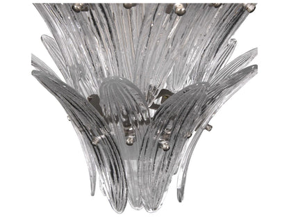 Noir Emperor 12-Light Antique Silver Chandelier with Textured Glass