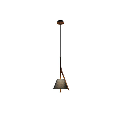 Nanzhi Wood Pendant Lamp Model A: ∅ 9.8″ x H 21.2″ / Walnut Color / Warm Light Pendant light