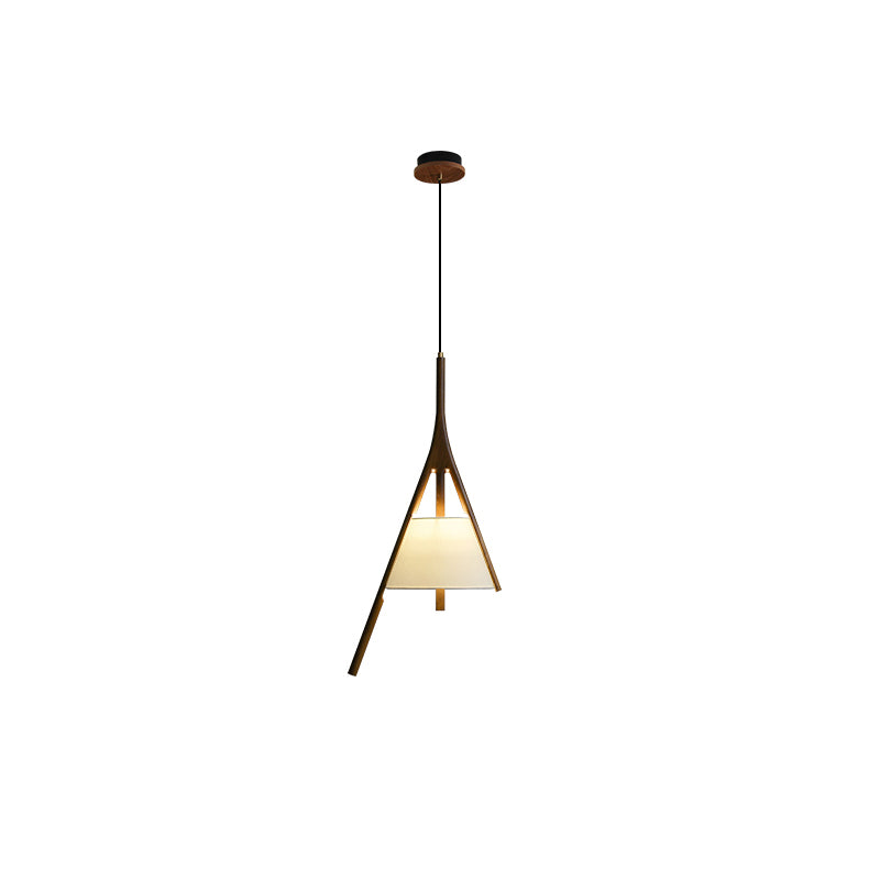 Nanzhi Wood Pendant Lamp Model D: ∅ 9.8″ x H 28.3″ / Walnut Color / Warm Light Pendant light