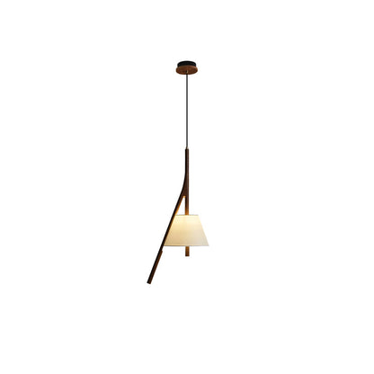 Nanzhi Wood Pendant Lamp Model C: ∅ 9.8″ x H 28.3″ / Walnut Color / Warm Light Pendant light