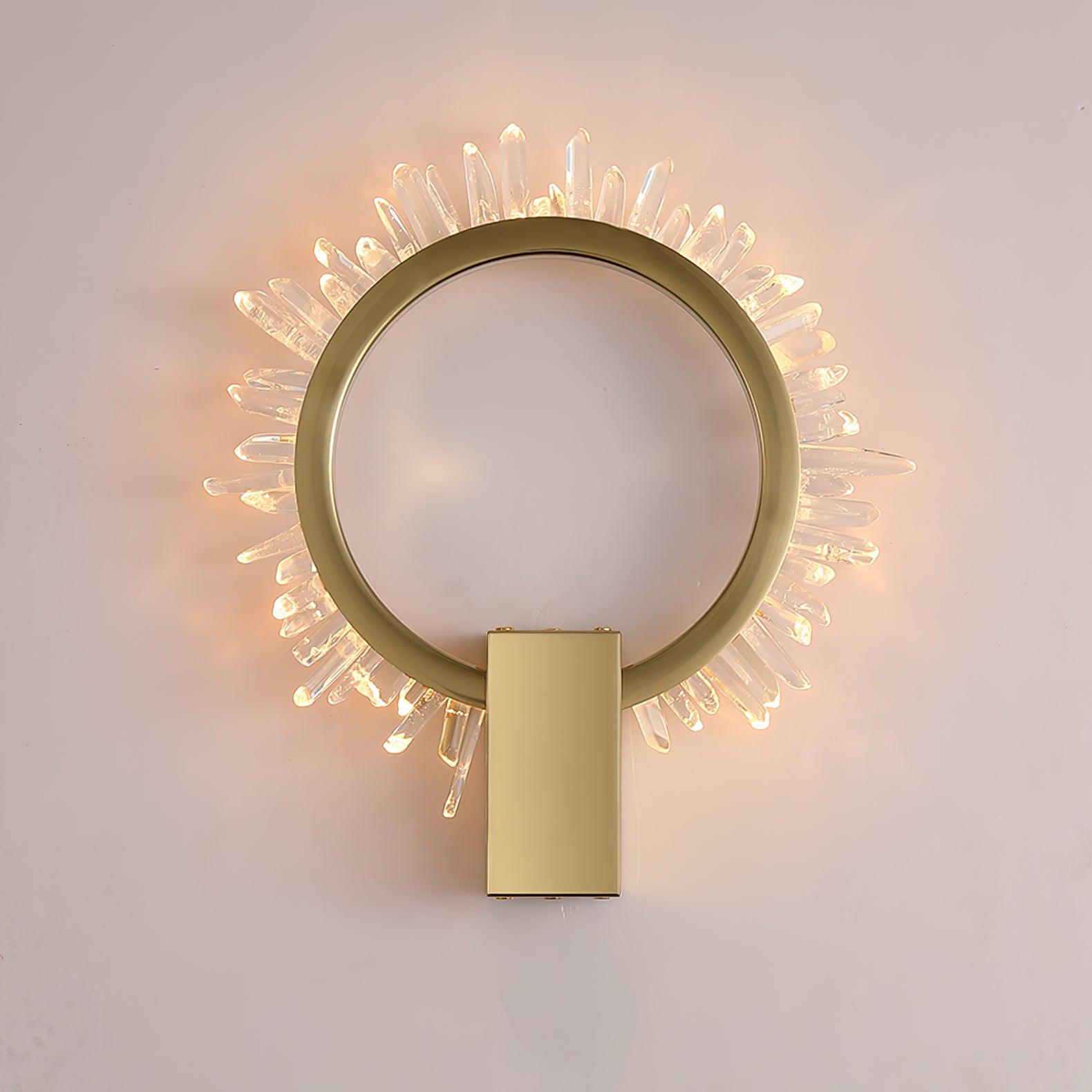 Natural Crystal Wall Lamp ∅ 9.8″ x H 12.5″ / Dia 25cm x H 32cm / Gold & Clear / Warm White Wall lamp