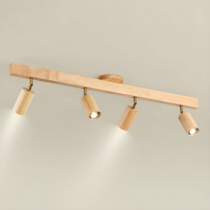 Natural Wood Beam Spotlight Light 4 heads L 39.4″ x H 8.7″ / Wood Color Ceiling lamp