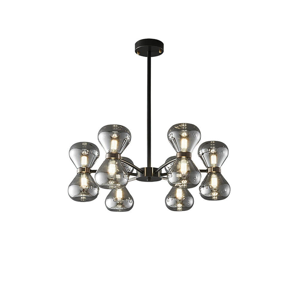 Nebula Chandelier 6 Heads ∅ 23.6″ x H 9.1″ / Dia 60cm x H 23cm / Black & Smoke Grey Chandelier
