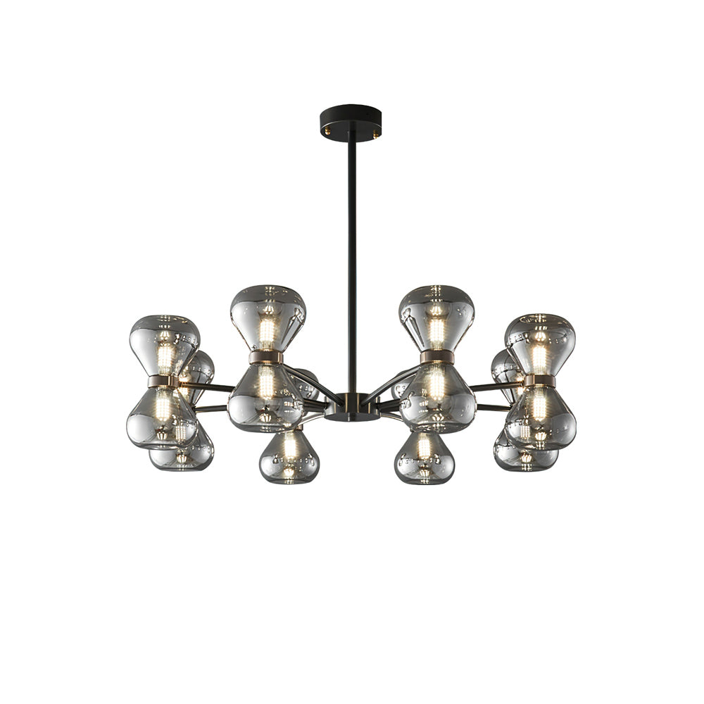 Nebula Chandelier 8 Heads ∅ 31.5″ x H 9.1″ / Dia 80cm x H 23cm / Black & Smoke Grey Chandelier