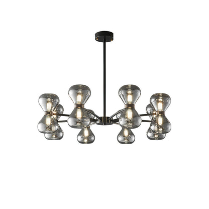 Nebula Chandelier 8 Heads ∅ 31.5″ x H 9.1″ / Dia 80cm x H 23cm / Black & Smoke Grey Chandelier