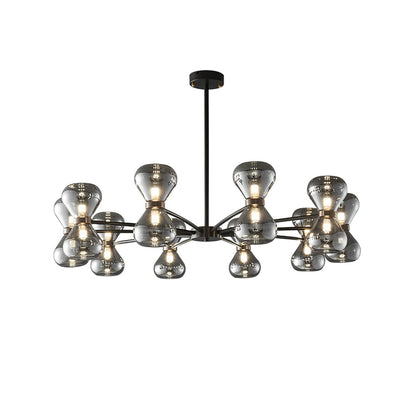 Nebula Chandelier 10 Heads ∅ 39.4″ x H 9.1″ / Dia 100cm x H 23cm / Black & Smoke Grey Chandelier