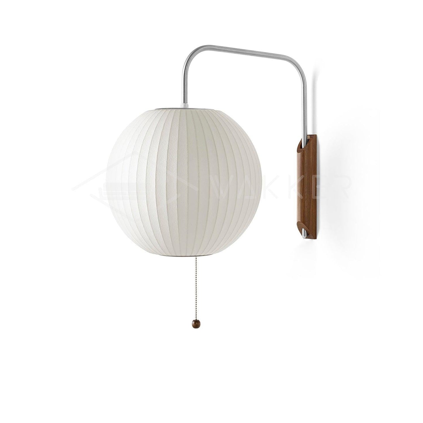 Nelson Bubble Wall Lamp ∅ 11.8″ x H 11″ / White & Walnut wood 1001 Wall lamp