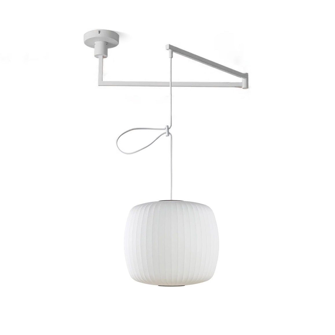 Nelson Swing Arm Pendant Lamp Model I ∅ 15.8″ x H 16.5″ / Dia 40cm x H 42cm / White 1001 Pendant light