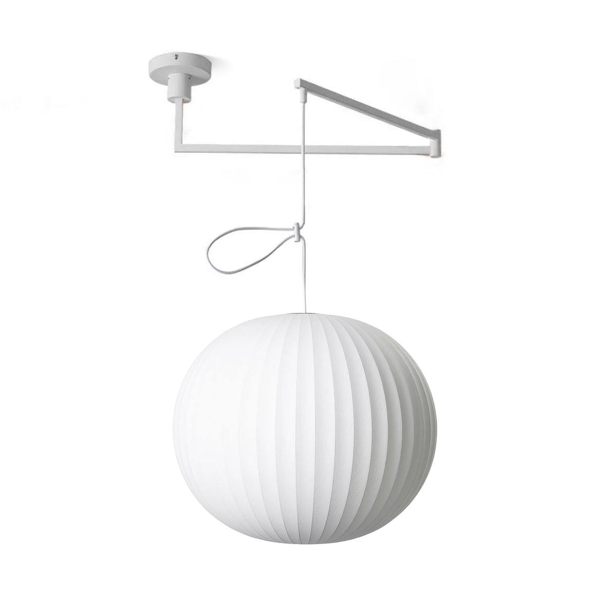 Nelson Swing Arm Pendant Lamp Model E ∅ 15.8″ x H 14.2″ / Dia 40cm x H 36cm / White 1001 Pendant light