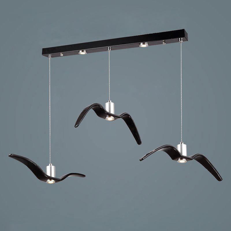 Aviara LED Pendant Light Resin Black Long canopy 3heads 70cm / Warm Light 1001 Pendant light