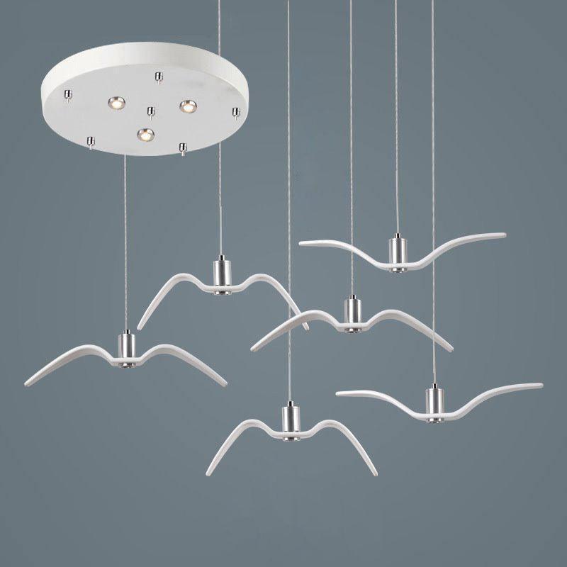 Aviara LED Pendant Light Resin White Round canopy 6heads 60cm / Warm Light 1001 Pendant light