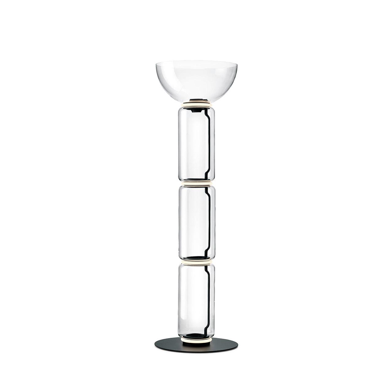Bamboo Glass Floor Lamp ∅ 15.7″ x H 46.9″ / Dia 40cm x H 119cm / Clear + Black / US Plug Floor lamp
