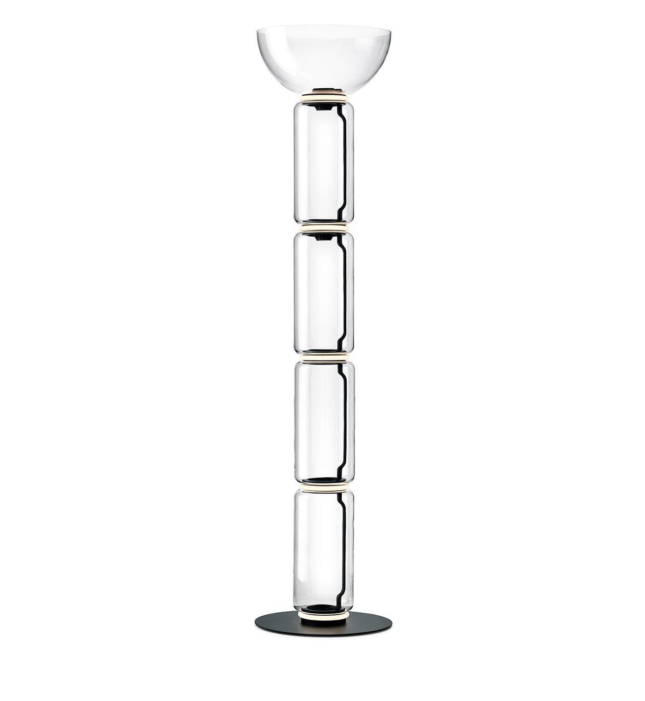 Bamboo Glass Floor Lamp ∅ 15.7″ x H 60.2″ / Dia 40cm x H 153cm / Clear + Black / US Plug Floor lamp