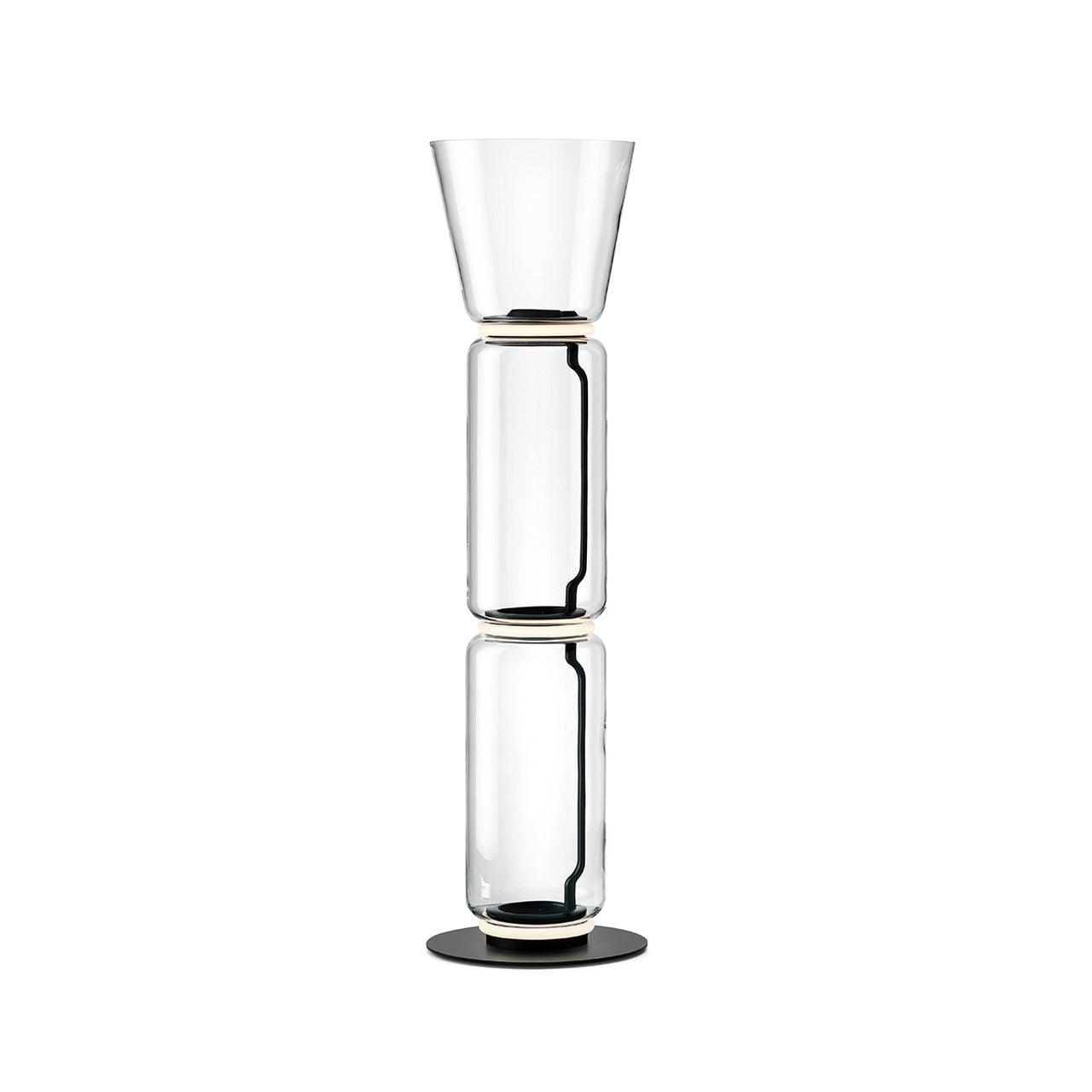 Bamboo Glass Floor Lamp ∅ 13.8″ x H 35″ / Dia 35cm x H 89cm / Clear + Black / US Plug Floor lamp