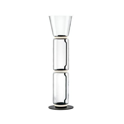 Bamboo Glass Floor Lamp ∅ 13.8″ x H 35″ / Dia 35cm x H 89cm / Clear + Black / US Plug Floor lamp