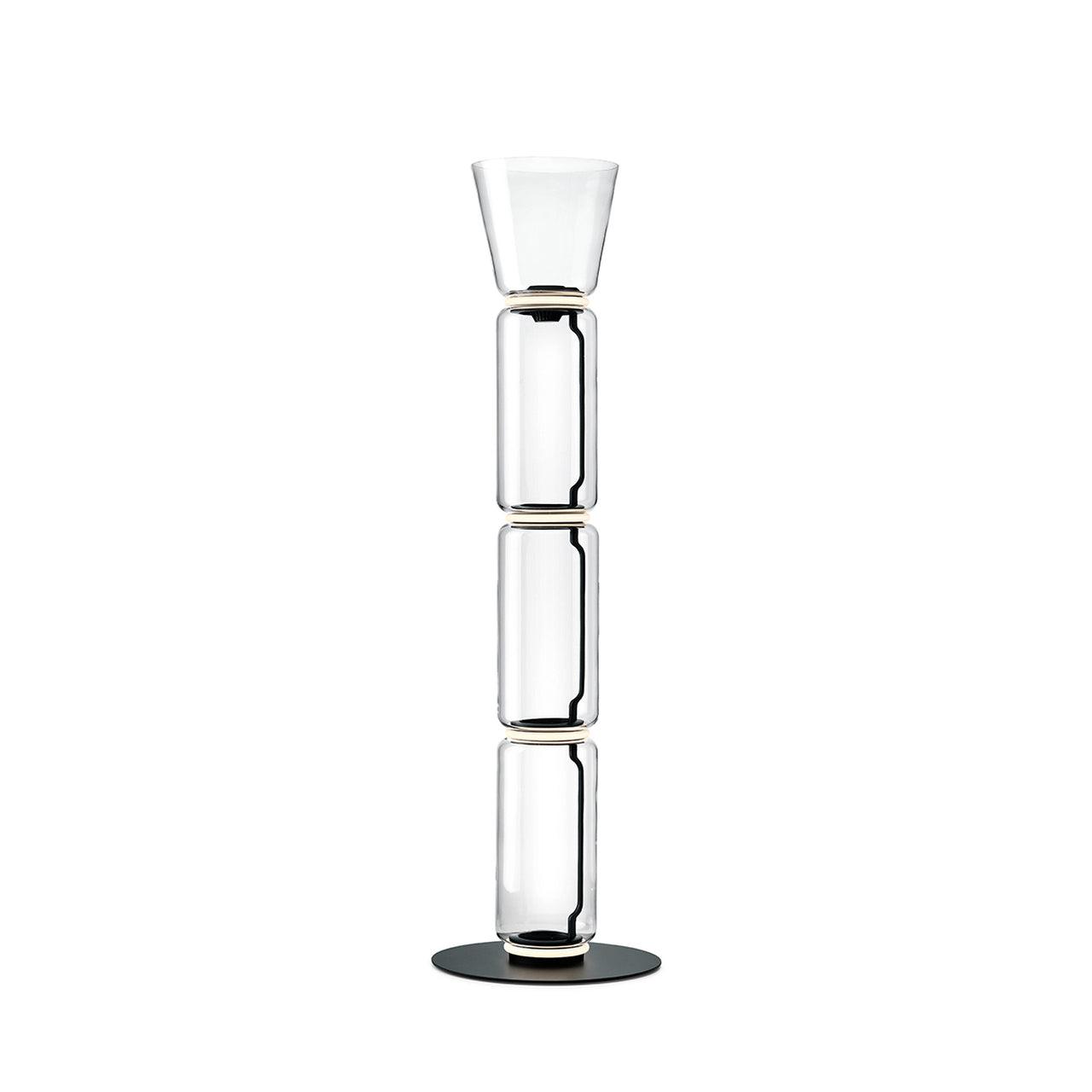 Bamboo Glass Floor Lamp ∅ 13.8″ x H 47.6″ / Dia 35cm x H 121cm / Clear + Black / US Plug Floor lamp