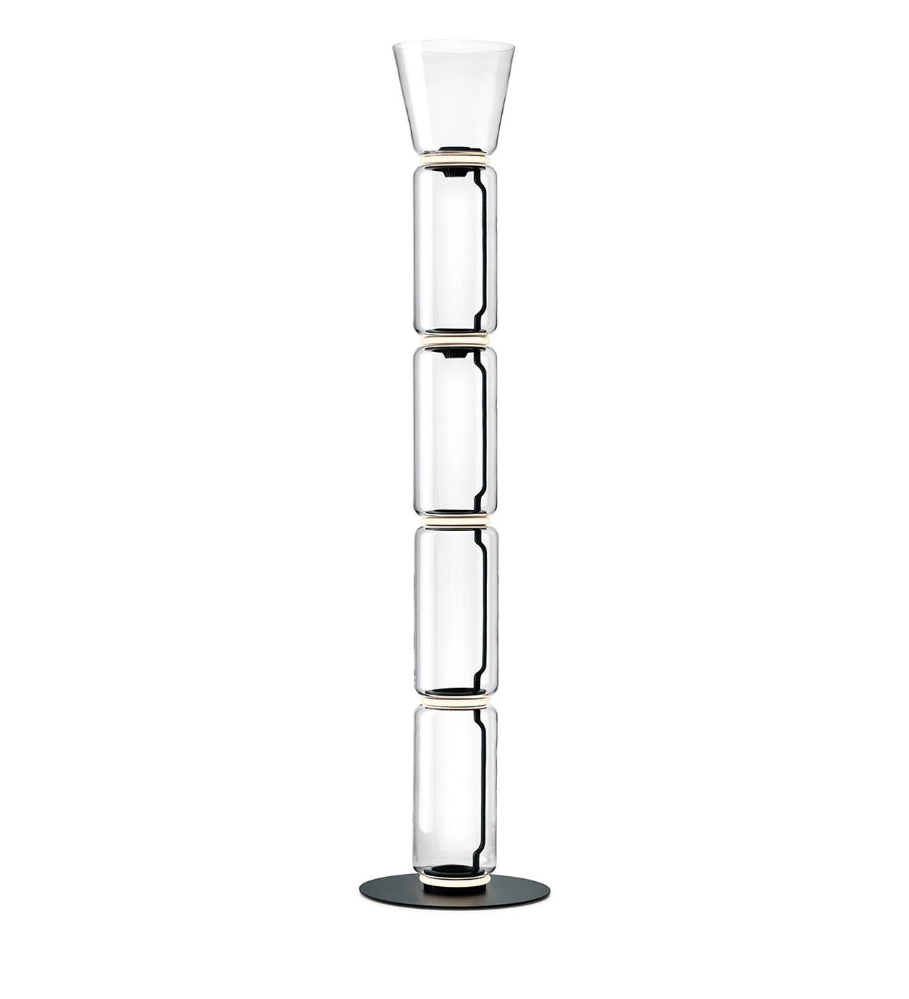 Bamboo Glass Floor Lamp ∅ 13.8″″ x H 60.2″ / Dia 35cm x H 153cm / Clear + Black / US Plug Floor lamp