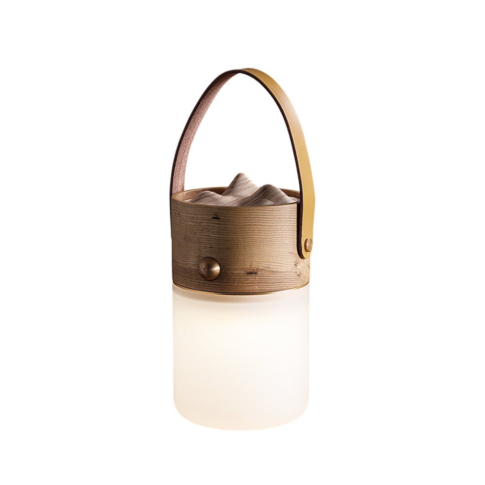 Nomad Lantern Table Lamp With hand strap ∅ 3.9″ x H 6.3″ / Wood Color Table lamp