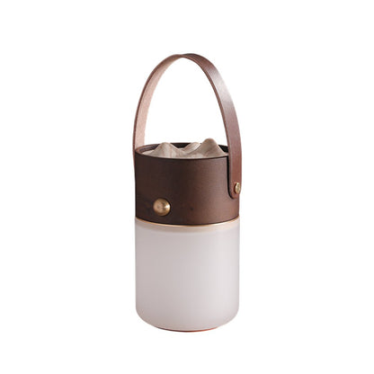 Nomad Lantern Table Lamp With hand strap ∅ 3.9″ x H 6.3″ / Walnut Color Table lamp