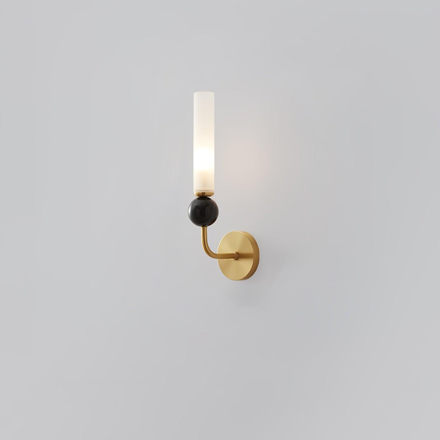 Marble Vertical Wall Lamp Model A ∅ 3.9″ x H 14.2″ / ∅ 10cm x H 36cm / Brass & White Wall lamp