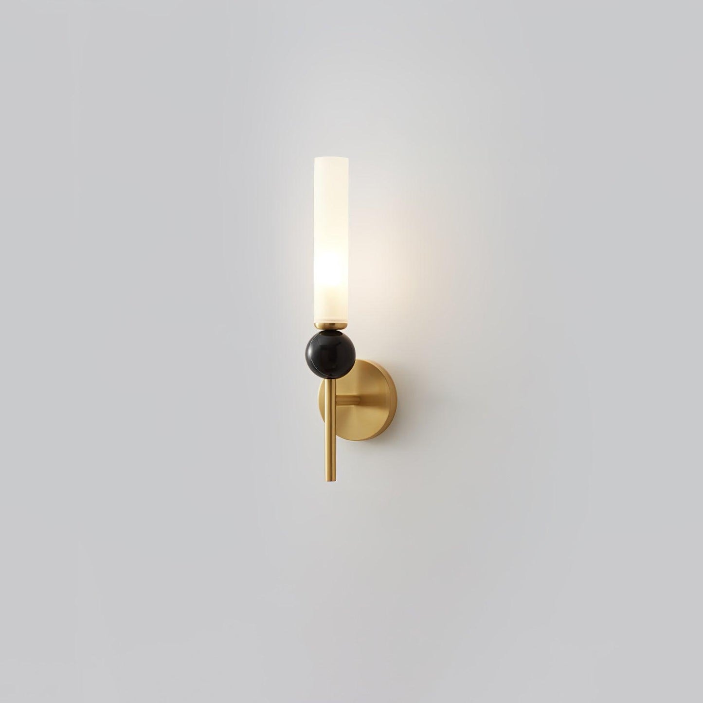 Marble Vertical Wall Lamp Model B ∅ 3.9″ x H 15.2″ / ∅ 10cm x H 38.5cm / Brass & White Wall lamp