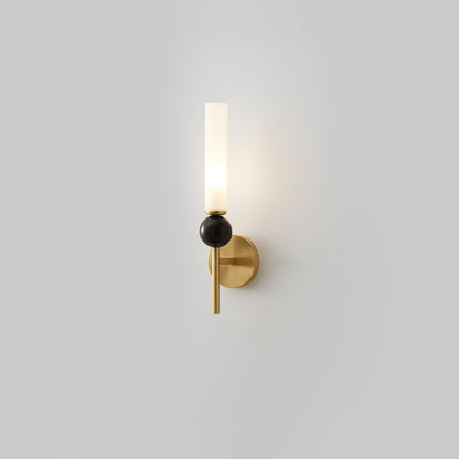Marble Vertical Wall Lamp Model B ∅ 3.9″ x H 15.2″ / ∅ 10cm x H 38.5cm / Brass & White Wall lamp