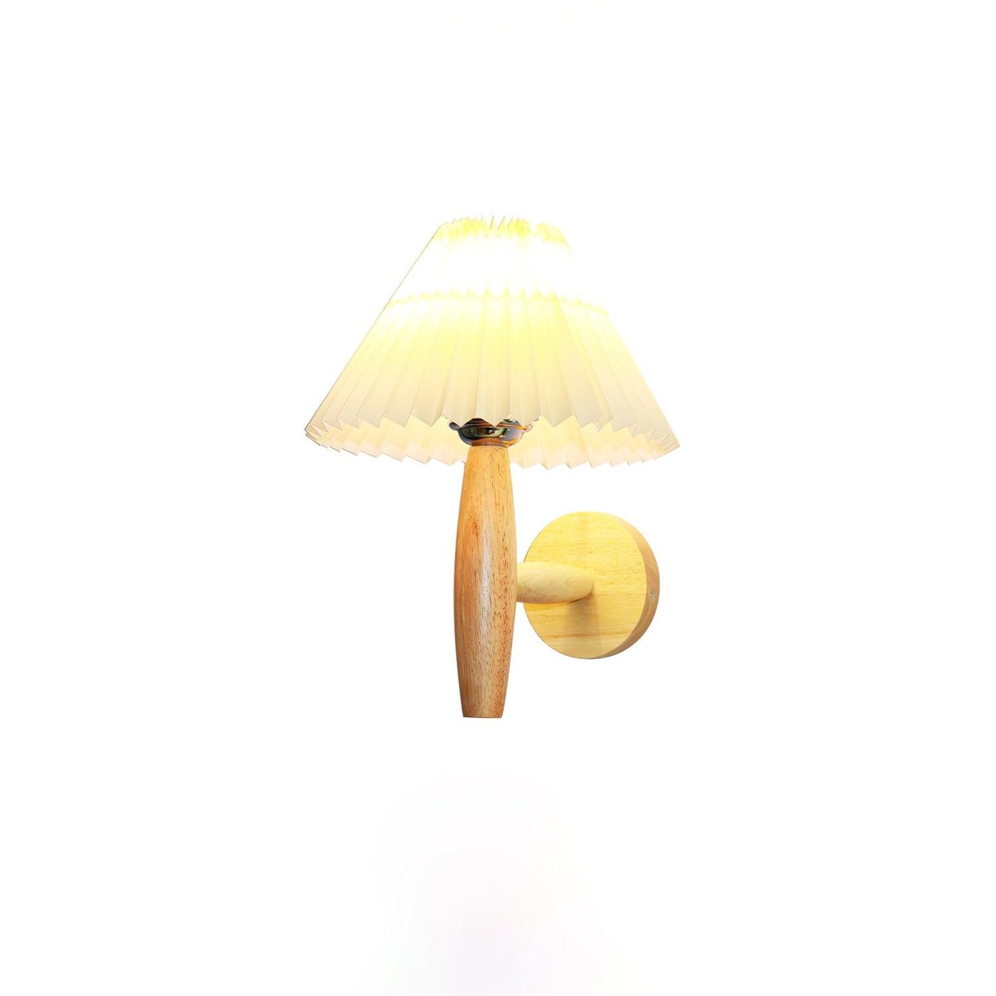 Oak Pleated Wall Light ∅ 9.1″ x H 12.2″ / Dia 23cm x H 31cm / Natural oak & White Wall lamp