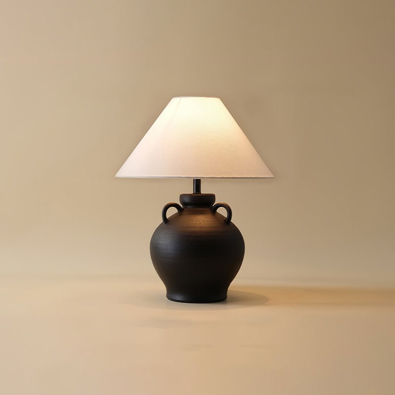 Wine Pot Table Lamp ∅ 15.7″ x H 19.7″ / Dia 40cm x H 50cm / Black ceramic & White / US Plug Table lamp