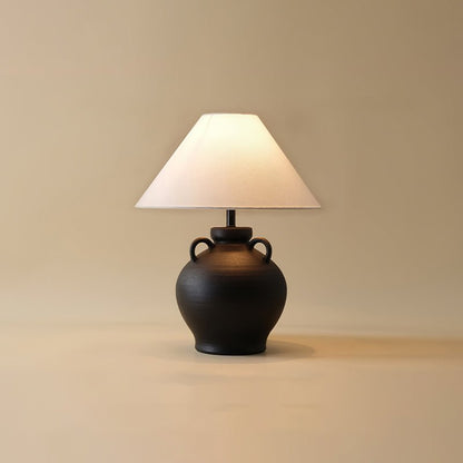 Wine Pot Table Lamp ∅ 15.7″ x H 19.7″ / Dia 40cm x H 50cm / Black ceramic & White / US Plug Table lamp