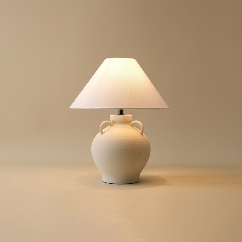 Wine Pot Table Lamp ∅ 15.7″ x H 19.7″ / Dia 40cm x H 50cm / Nature ceramic & White / US Plug Table lamp