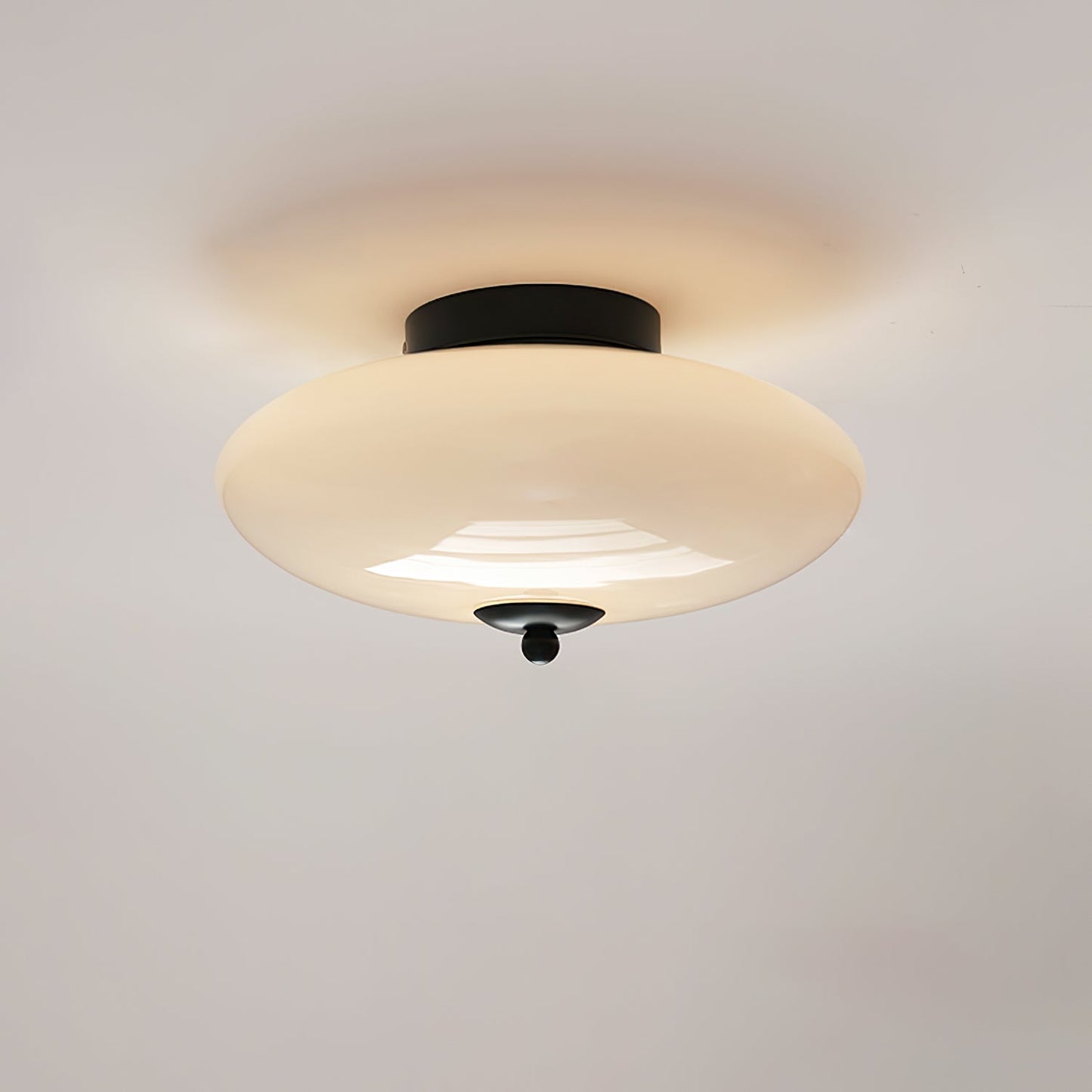 Opal Ceiling Lamp ∅ 11.8″ x H 6.3″ / Dia 30cm x H 16cm / Black / Three-Color Changing Light Ceiling lamp