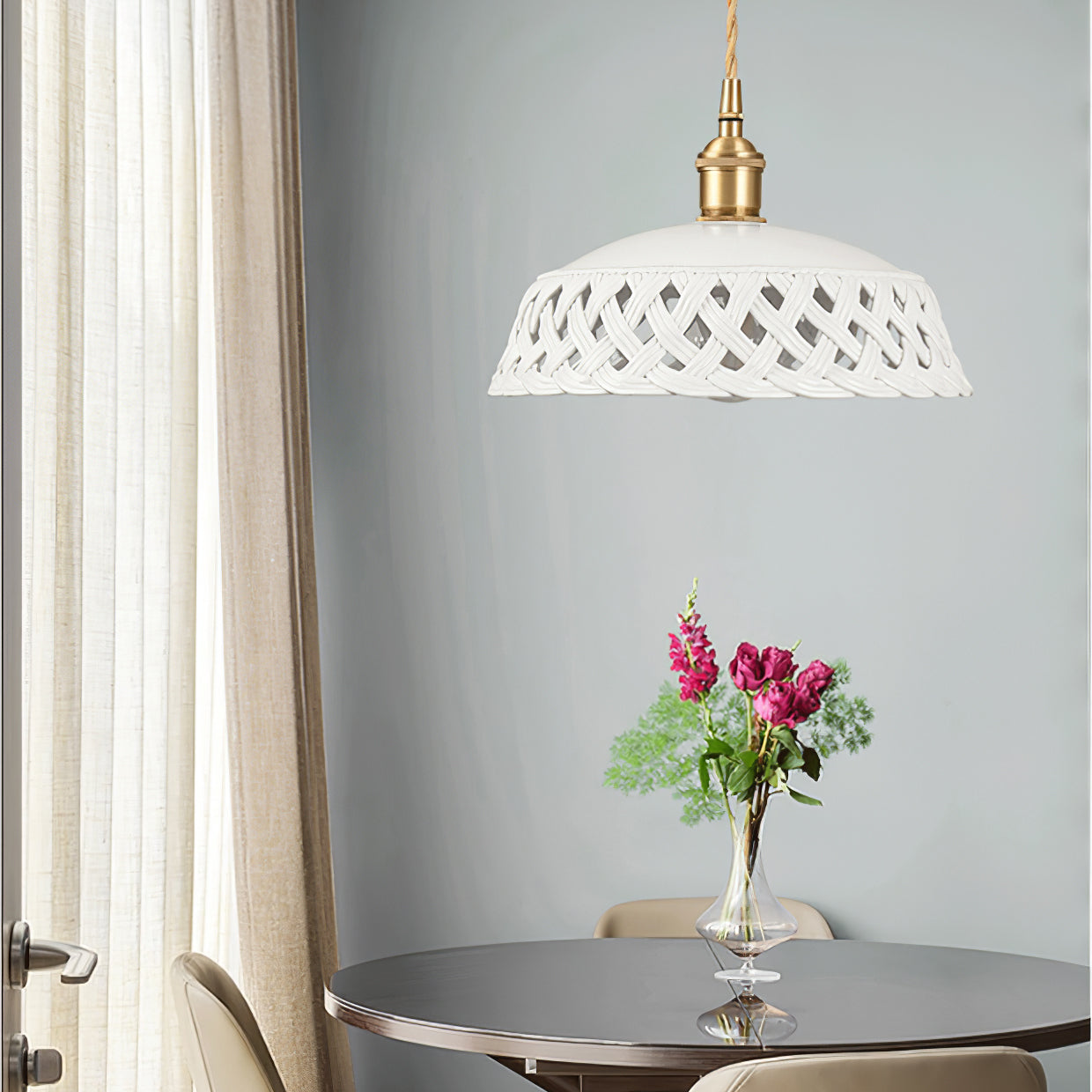 Openwork Ceramic Swag Light