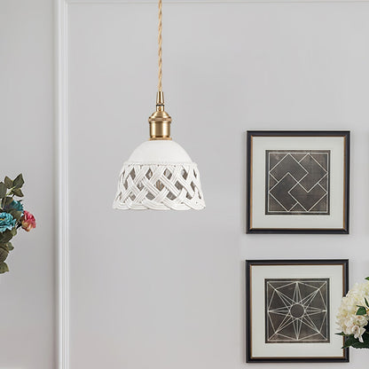 Openwork Ceramic Swag Light