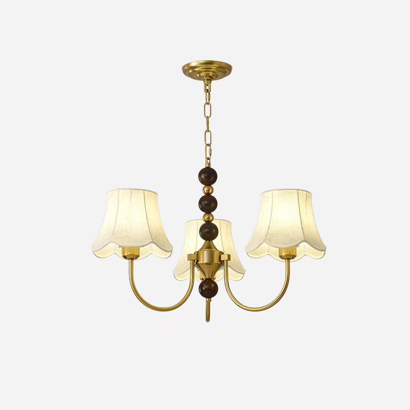Orchid Fabric Chandelier 3 Heads ∅ 25.6″ x H 17.7″ / Dia 65cm x H 45cm / Gold & White Chandelier