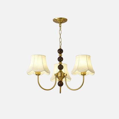 Orchid Fabric Chandelier 3 Heads ∅ 25.6″ x H 17.7″ / Dia 65cm x H 45cm / Gold & White Chandelier