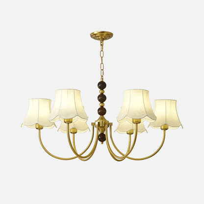 Orchid Fabric Chandelier 6 Heads ∅ 35.4″ x H 19.7″ / Dia 90cm x H 50cm / Gold & White Chandelier