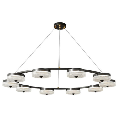 Orion Ring Chandelier ∅ 39.4″ x H 5.9″ / Black / Three-Color Changing Light Chandelier