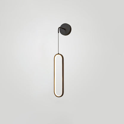 Oval LED Brass Wall Lamp Dia 9cm x H 68cm / ∅ 3.5″ x H 26.8″ / Black / Three-Color Changing Light Wall lamp