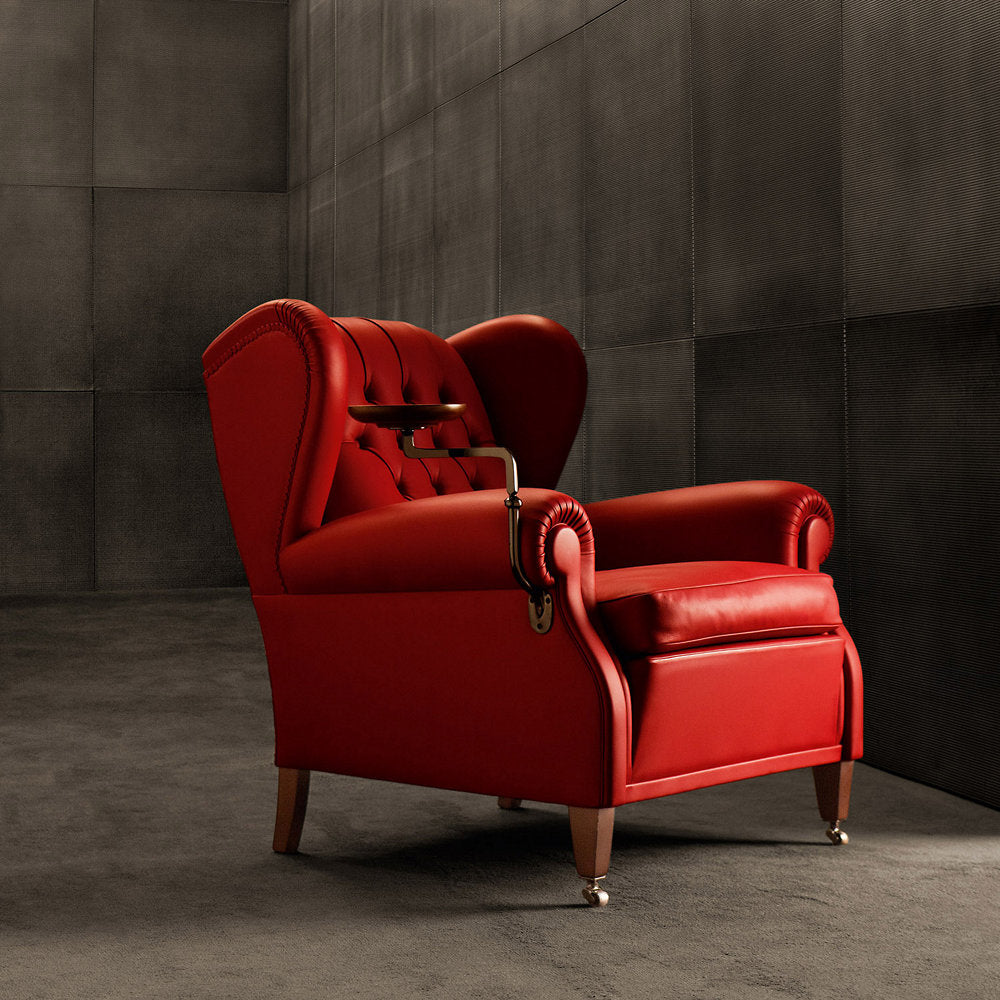 1919 Upholstered Armchair with Cup Holder