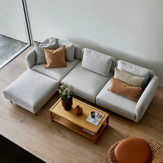 Aura 3-Seater High Armrest Sofa with Chaise Lounge, Right