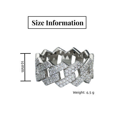 Moissanite 2-Row Cuban Link Ring  Pathfinder