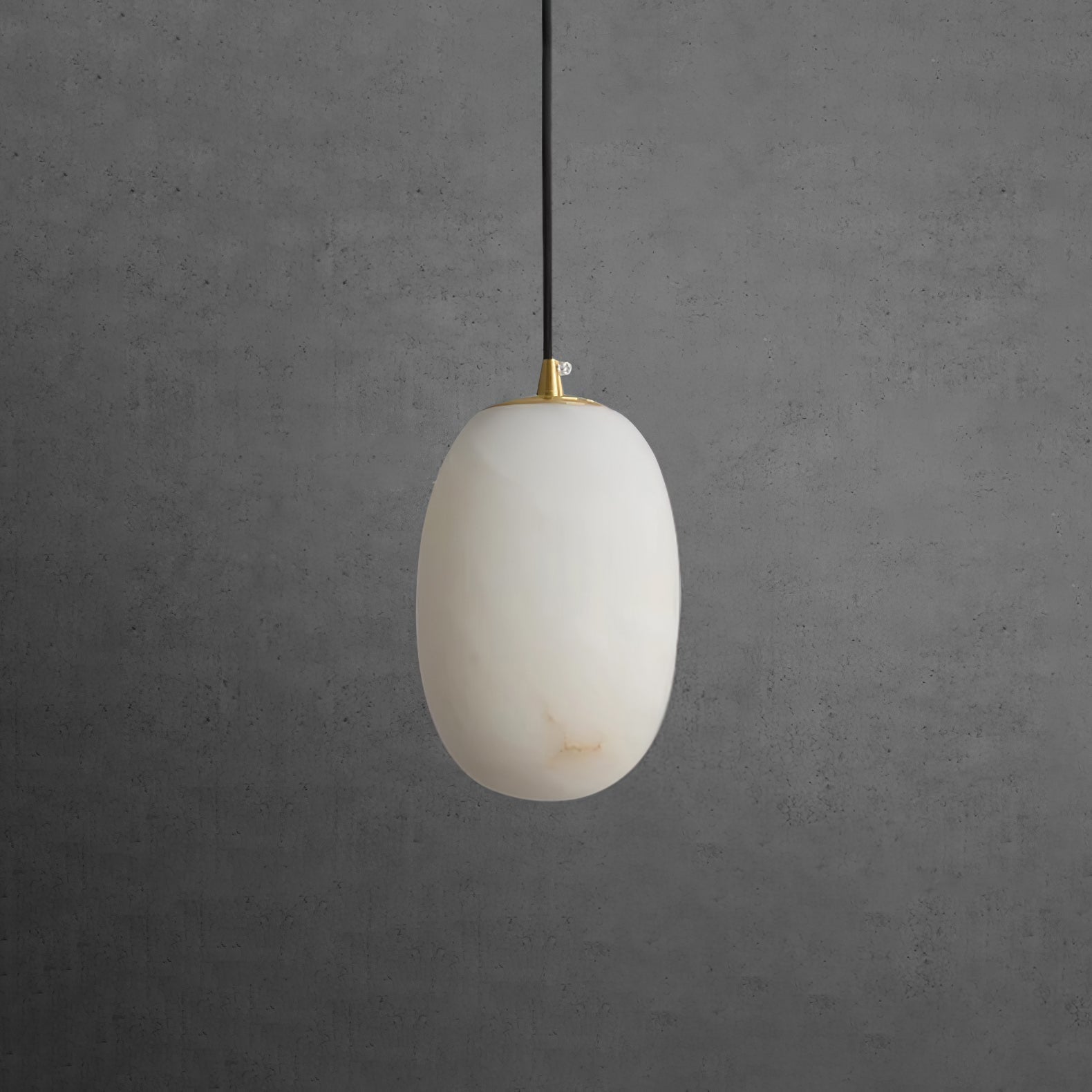 Pebble Alabaster Pendant Lamp ∅ 3.9″ x H 5.9″ / Dia 10cm x H 15cm / Brass & White Pendant light