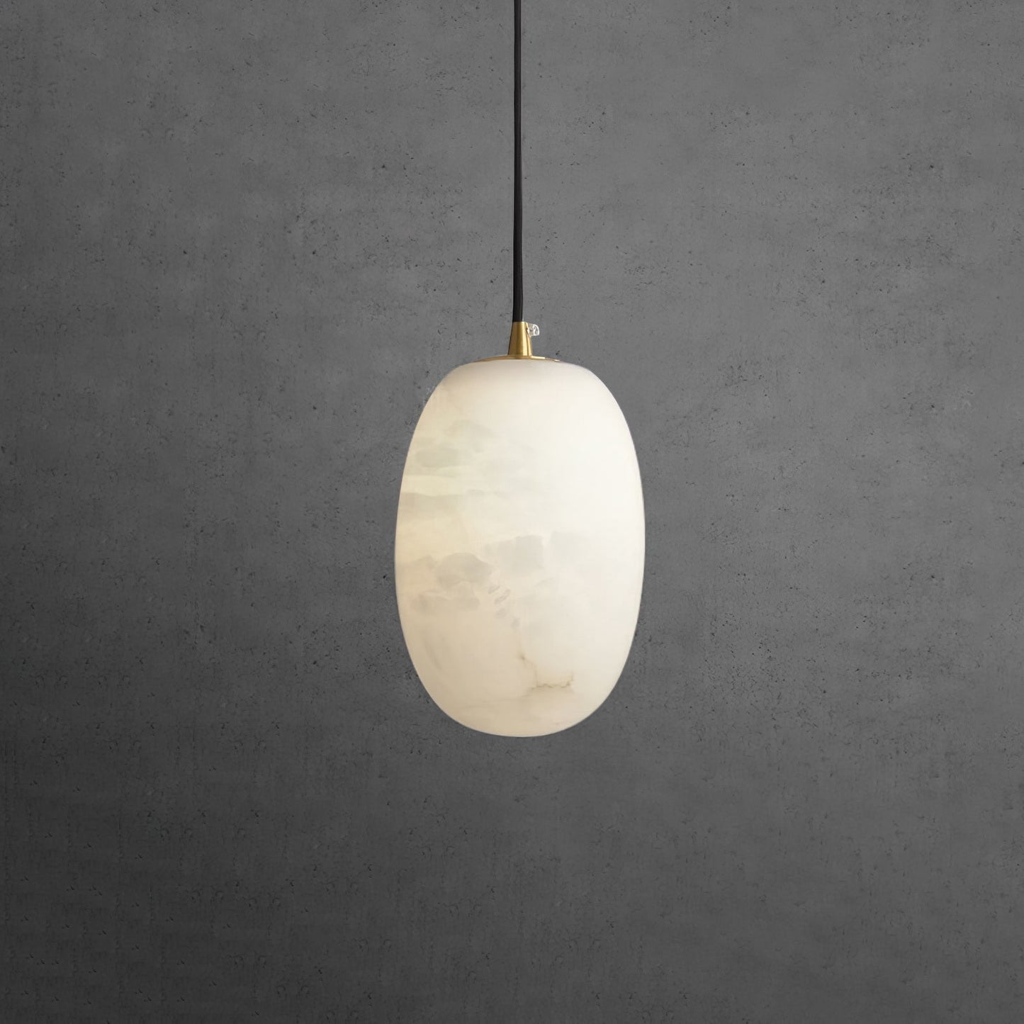 Pebble Alabaster Pendant Lamp ∅ 3.9″ x H 5.9″ / Dia 10cm x H 15cm / Brass & White Pendant light