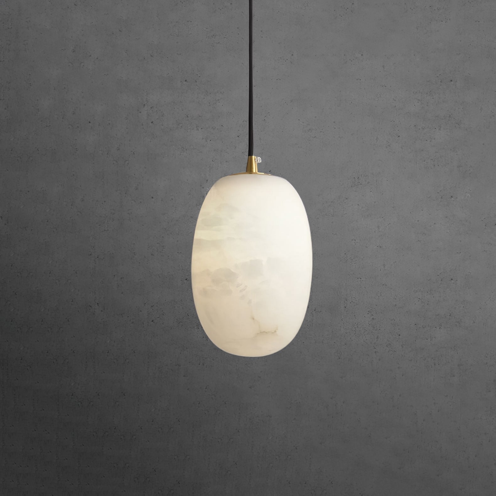 Pebble Alabaster Pendant Lamp ∅ 3.9″ x H 5.9″ / Dia 10cm x H 15cm / Brass & White Pendant light