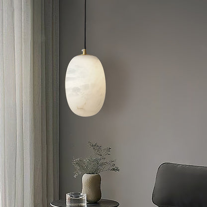 Pebble Alabaster Pendant Lamp ∅ 3.9″ x H 5.9″ / Dia 10cm x H 15cm / Brass & White Pendant light