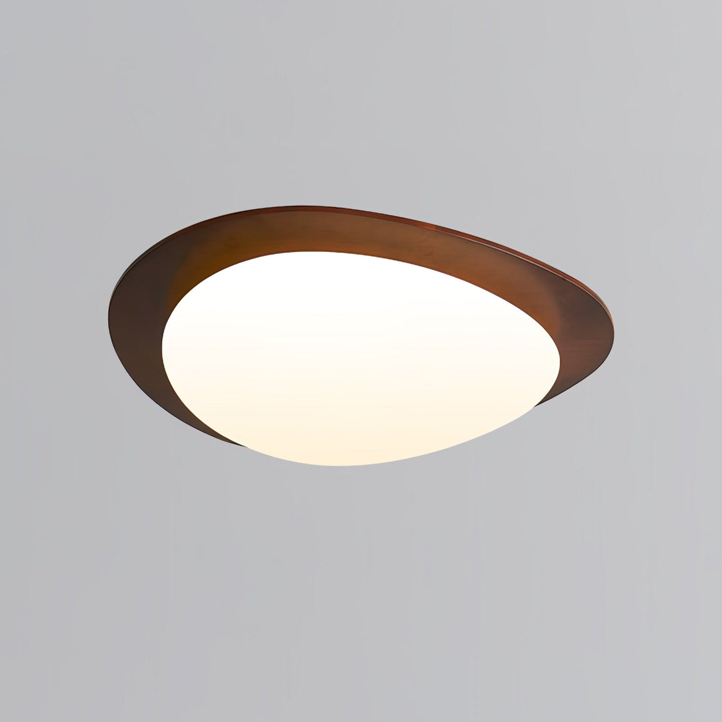 Pebble Walnut Ceiling Light ∅ 22.8″ x H 3.1″ / Dia 58cm x H 8cm / Walnut Wood / Warm Light Ceiling lamp