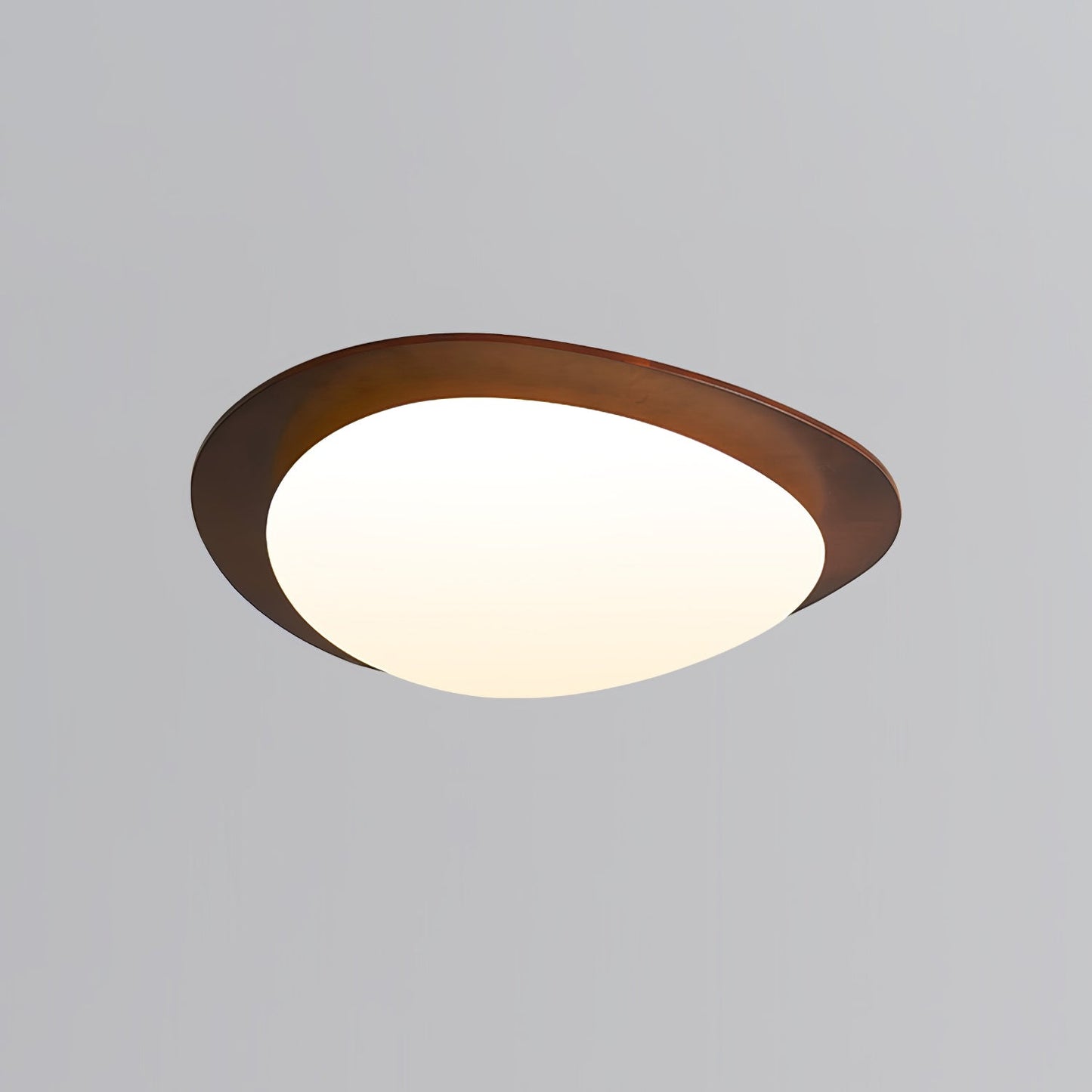 Pebble Walnut Ceiling Light ∅ 15″ x H 3.1″ / Dia 38cm x H 8cm / Walnut Wood / Warm Light Ceiling lamp